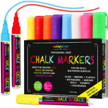Colorful Art Co. Liquid Chalk Pens - Set of 8 Neon Colors - Washable Chalkboard Marke