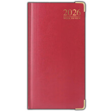 PaulStore 2026 Diary slim line week to view with metal edge (Red)