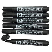 Seal and Store 6 Black Permanent Markers Bullet Tip Black Marker