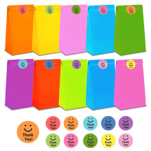 CASPLUS 50 Paper Party Bags, Flat Bottom Kraft Bag Candy Paper Bag, with 50 Pieces St