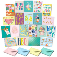 SWEETZER & ORANGE Happy Birthday Cards with Envelopes & Assortment Box. Variety Set o