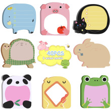 SPEPY 40 Pcs Cute Sticky Notes Set, Cartoon Animals Sticky Notes, Refrigerator Sticky Notes, for School, Office Memo, Party Bags Filler, Student Kids