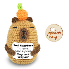Ben & Bel Handmade Crochet Capybara with Wooden Pocket Hug Token Gift Box, Emotional