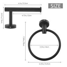 2 StüCk Bad ZubehöR Schwarzer Handtuch  und Toiletten Papier Halter Edelstahl Bad Handtuch Halter Handtuch