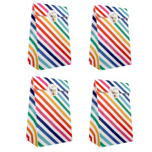 RFWIN 30Pcs Paper Party Bag 5" X 9" Kraft Paper Candy Bags, Rainbow Stripe Lunch Good