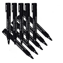 Q-Connect Permanent Marker Pen Chisel Tip Black (Pack of 10) KF26042
