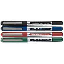uni-ball UB-150E Liquid Ink Rollerball Pen - Fine 0.5mm Tip - Black, Blue, Green, Red