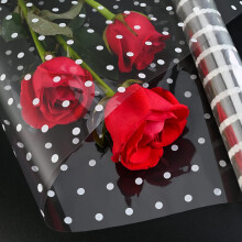 Faburo 60cm*12.5m White Dot Cellophane Wrap Florist Clear Wrap 3 Mil Folded 30cm Expa