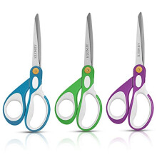 KUONIIY Scissors Soft Comfort-Grip Handles Sharp Blades,3-Pack 8 Inch,Come with Cover