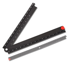 30cm Folding Ruler, 90 Foldable Metal Aluminum Ruler 0-300mm Length Fold Straight Angle Measure Stationery Ruler Black for Machine-Made Glass Making