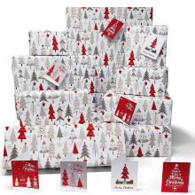 Luxury Christmas Wrapping Paper and Tags Set - 100% Recycled Paper - 8 Modern Christm