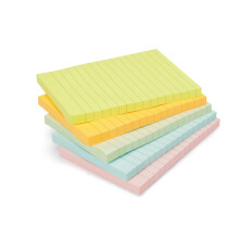 Amazon Basics Lined Square Sticky Notes, 10.16 x 15 cm, Assorted Colours, Pack of 5