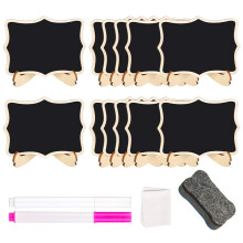 24 Pcs Mini Chalkboard Blackboard Chalkboard Signs with Stand Eraser Small Wooden Bla