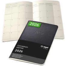 SIGEL C2685 Monthly planner notebook Conceptum 2026-1 year - approx. A6 - black - 2 p