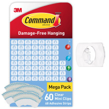 Command Clear Clips for Hanging Christmas Decorations and Fairy Lights, Value Pack of