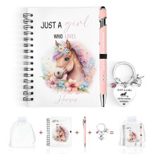 GADITIEK Horse Gifts for Girls – “Just a Girl Who Loves Horses” Notebook, Pink Pen &