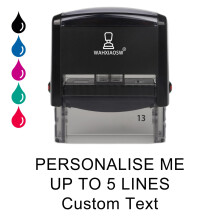 Personalised Self-Inking Rubber Stamp – Custom Business Address, Name or Company Stamp – Available in 4 Sizes – Up to 8 Lines of Text