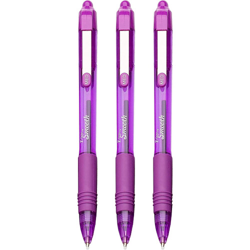 Zebra Z-Grip Smooth - Retractable Ballpoint Pen - 3 Pack - Purple