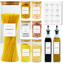 432 Pantry Labels - UK Based Ingredients - Waterproof Pantry Labels Jars - Kitchen Labels Containers - Perfect Pantry Kitchen Jar Labels- Storage & O