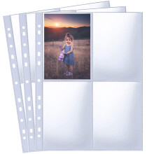 30 Pack 240 Pockets A6 Photo Sleeves for A4 2/3/4 Ring Binder, Ultra-Clear Double-Sided 4 Pocket 109x153 mm Photo Page Protector
