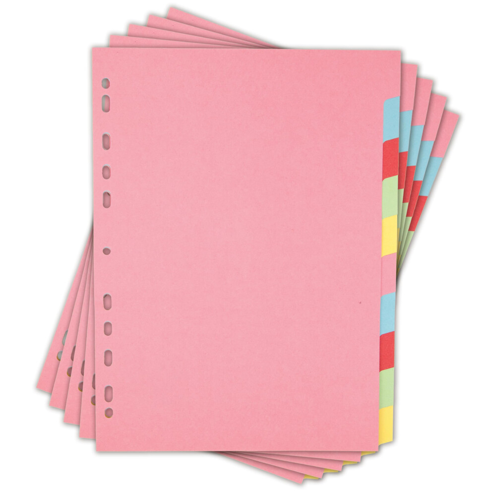 Photos - Other Office Equipment ELBA A4 Pink 10-Part File Dividers, 5 Pack, Multi-Coloured Recycled Card Dividers, Multi-Hole Punched for Ring Binders 