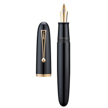 Jinhao 9019 Fountain Pen, Dadao Series #8 Fine Nib, Black Acrylic Barrel with Golden