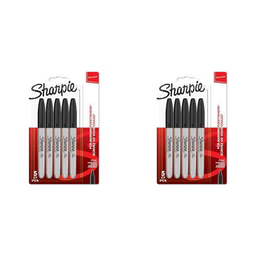 Sharpie Sharpie Permanent Markers | Fine Point | Black | 5 Count (Pack of 2)