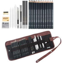 Sketching Pencil Set, 24 Pcs Graphite Drawing Pencil for Artists Adults Children Include 12B - 6H, Charcoal Pencils, Canvas Bag and Accessories