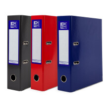Oxford A4 Lever Arch Files, Red, Black and Blue, Heavy Duty Folders, Laminated Paper