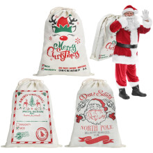 DERAYEE 3 Pack Christmas Santa Sacks, Christmas burlap bag with Drawstring Personaliz