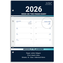 Refill Diary 2026 - A5 Week on Two Pages English Diary 2026, Organiser Refill 2026 fr