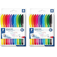STAEDTLER 4320 MC10 Stick Rainbow Ballpoint Pen - Assorted Colours (Pack of 20)