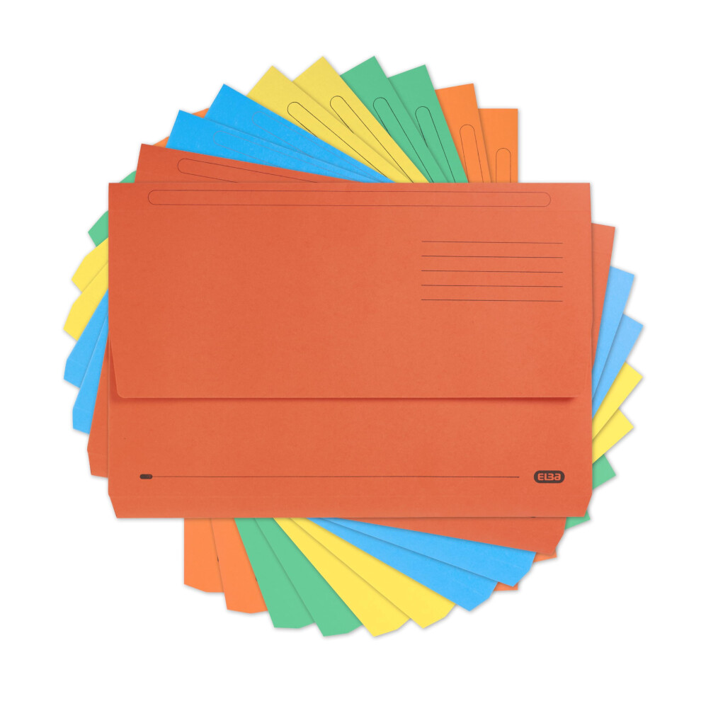 Photos - File Folder / Lever Arch File ELBA Foolscap Document Wallets, Assorted Colours, A4+, Pack of 10 Folders 