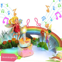 Musical Birthday Card Girl, Pop Up 3D Fairy Birthday Card for Daughter, Granddaughter, Niece - Blowable Candle Birthday Cards for 1-Year-Old Girls, 2