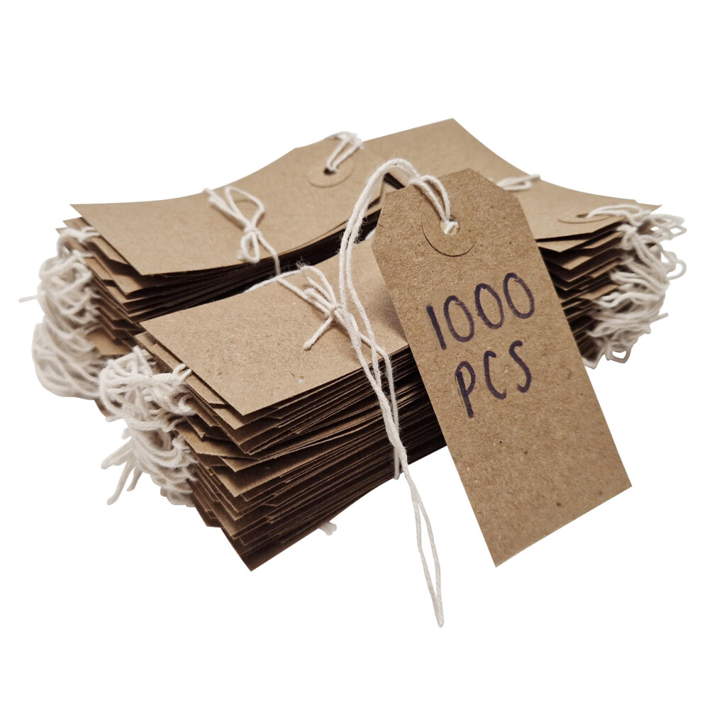 Swift Strung Tags Reinforced Card Clothing Parcel Label String Hanging Gift Swing Tickets Kraft Hang Price Labelling 108Mm X 54Mm (Pack Of 1000) Brown