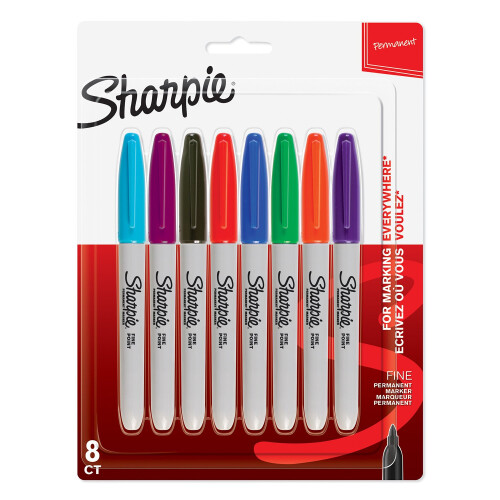 Sharpie Sharpie Fine Tip Permanent Marker - Assorted Colours (Pack of 8)