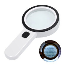 Magnifying Glass with Light, Double-Layer Glass Lens Handheld Large Magnifying Glass 12 LED Lighted Magnifier for Seniors Reading, Coins, Jewelry, Cl