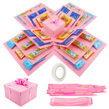 JIANTA 5 Layer Creative Explosion Gift Box, Snack Explosion Box with Ribbon and Doubl