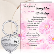 Yaomiao Daughter Birthday Cards with Heart Shape Keychain and Envelope Gifts from Mum