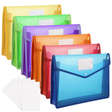 A4 Plastic Wallet, 6pcs Plastic File Folder Popper Wallet Document Bag Envelope File