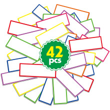 42 PCs Thickened Magnetic Dry Erase Reusable Name Tag Label Plate Rainbow Neon Sticke
