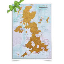 UK Map Poster- United Kingdom Scratch Off Print - Most Detailed Updated 2025 - Camper