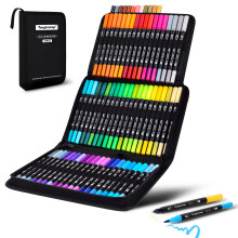 Tongfushop 72 Dual Tip Colouring Pens, Fineliners Felt Tip Brush Pens, Art Markers fo