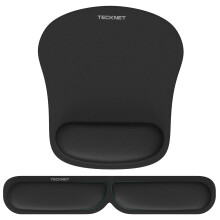 TECKNET Mouse Mat Keyboard Wrist Support Set, Mouse Pad Foldable Keyboard Wrist Rest, Ergonomic Mouse Mat Wrist Support with Comfortable Memory Foam