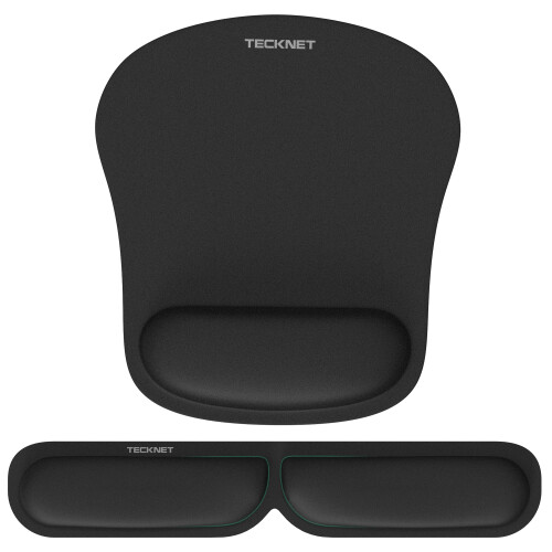 TeckNet TECKNET Mouse Mat Keyboard Wrist Support Set, Mouse Pad Foldable Keyboard Wrist Rest, Ergonomic Mouse Mat Wrist Support with Comfortable Memory Foam