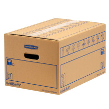 8 BANKERS BOX Large Strong Moving Boxes, 39L C-Flute SmoothMove Cardboard Storage Pac