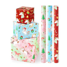 WERNNSAI Christmas Wrapping Paper - 3 Rolls 43 x 305cm Christmas Unicorn Gift Wrap Ra