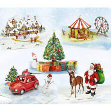 CUTPOPUP Pack of 5 Merry Christmas Cards 2025, Pop Up Christmas Cards w Envelope, 3D