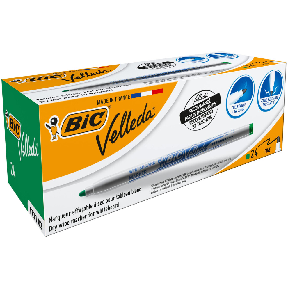 Bic Velleda 1721 Whiteboard Bullet Tip Marker (Box Of 24) - Green