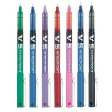 Pilot BX V5 High Tech Rollerball Pen Assorted Colors 0.5mm Extra Fine Tip 0.3mm Line Width (7 Colors Black, Red, Blue, Green, Purple, Pink, Sky Blue)